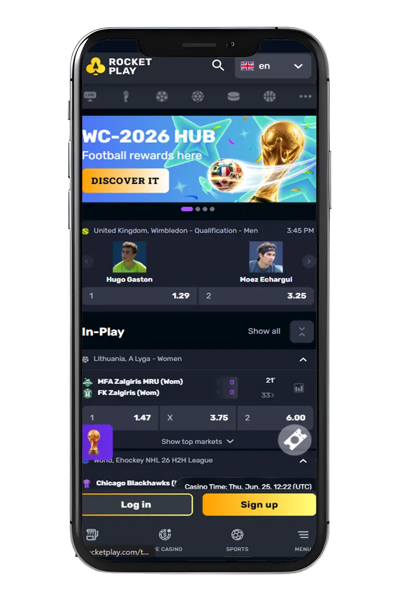 Screenshot of the betting screen on the phone