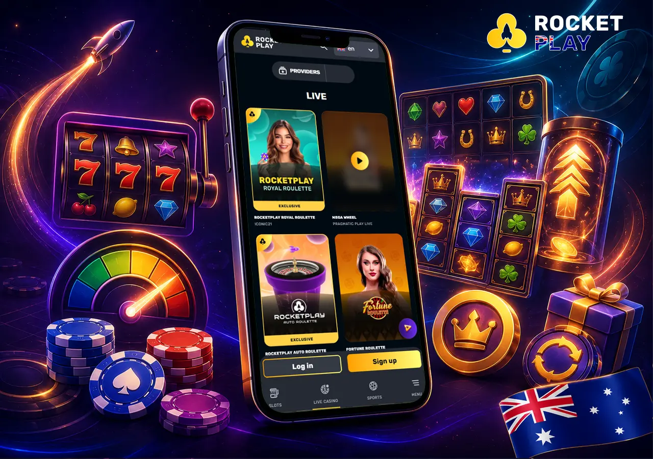 Online slots presented through a lively mobile scene with reels, rewards and AUD play